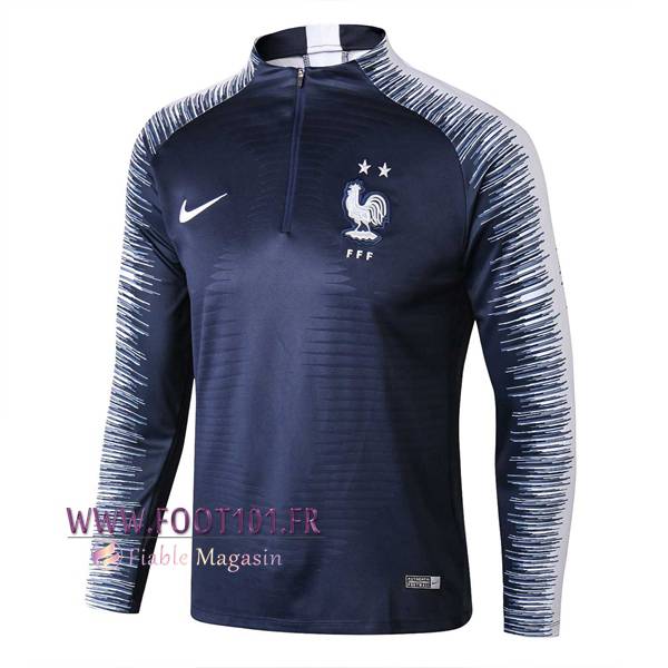 Sweatshirt Training France 2 Etoiles Bleu Fonce/Blanc 2018/2019