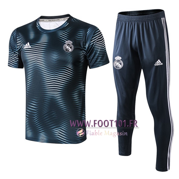 Ensemble PRÉ MATCH Training Real Madrid + Pantalon Ondulation Bleu 2019/2020