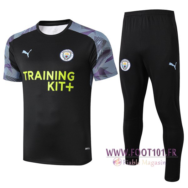 Ensemble Training T-Shirts Manchester City + Pantalon Noir 2019/2020
