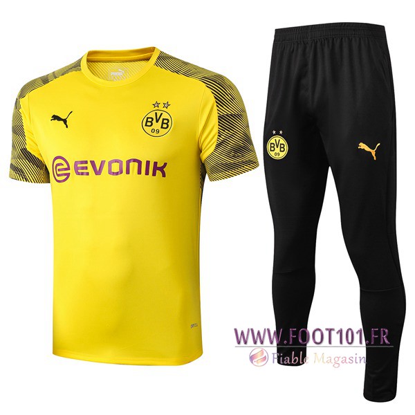 Ensemble Training T-Shirts Dortmund BVB + Pantalon Jaune 2019/2020