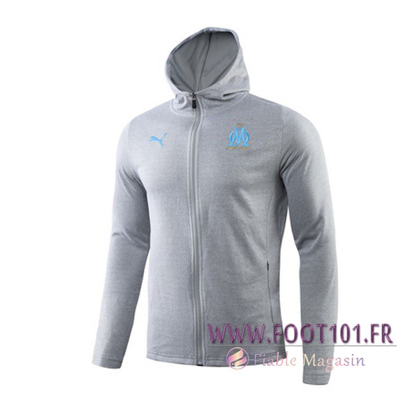 Sweatshirt Training Capuche Marseille OM Gris 2019/2020