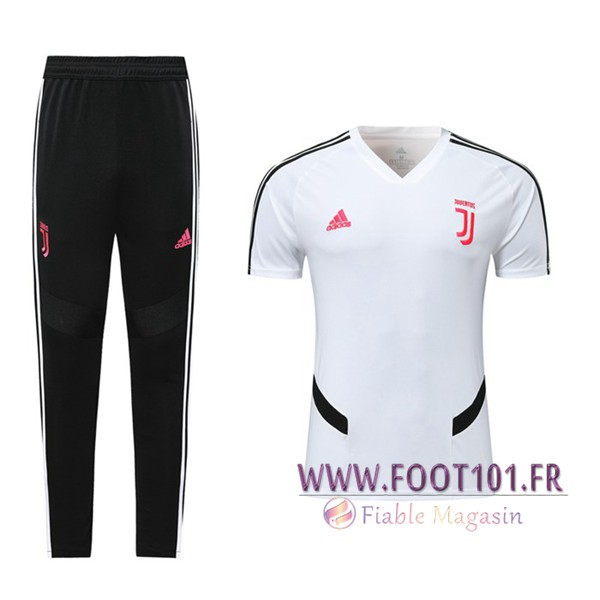 Ensemble Training T-Shirts Juventus + Pantalon Blanc 2019/2020