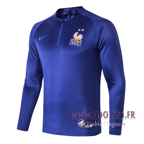 Sweatshirt Training France Col rond Bleu Fonce 2019/2020