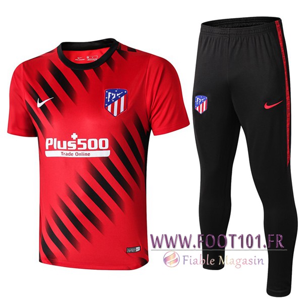 Ensemble Training T-Shirts Atletico Madrid + Pantalon Rouge/Noir 2019/2020