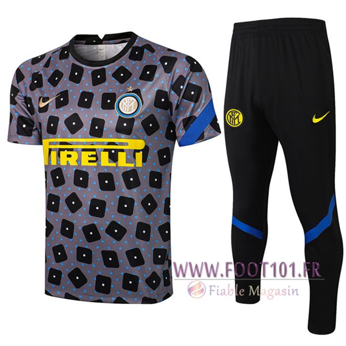 Ensemble Training T-Shirts Inter Milan + Pantalon Noir/Grise 2021/2022