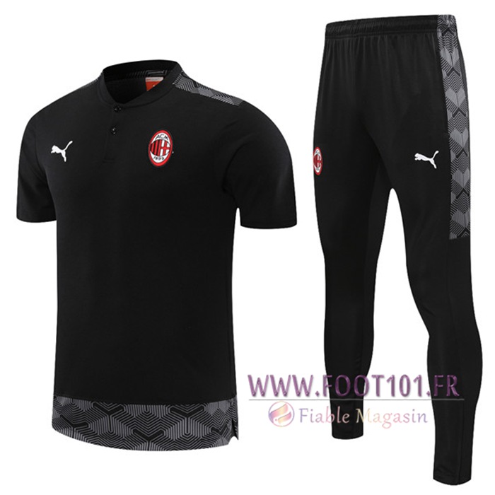 Ensemble Training T-Shirts Milan AC + Pantalon Noir 2021/2022