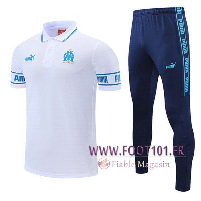 Ensemble Polo Marseille OM + Pantalon Bleu/Blanc 2021/2022
