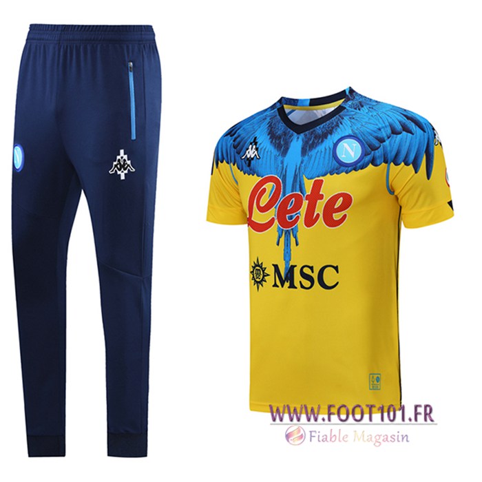 Ensemble Training T-Shirts SSC Naples + Pantalon Noir/Bleu 2021/2022