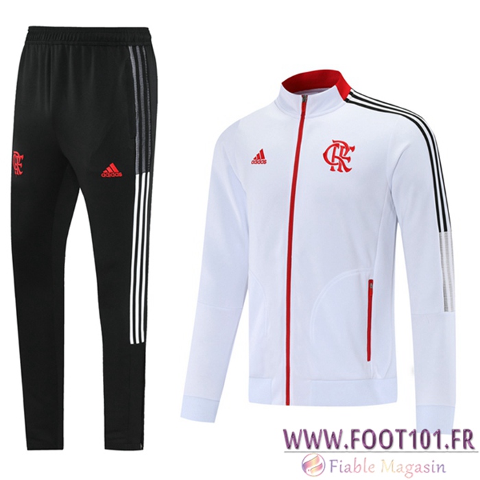 Ensemble Survetement de Foot - Veste Flamengo Blanc/Rouge 2021/2022