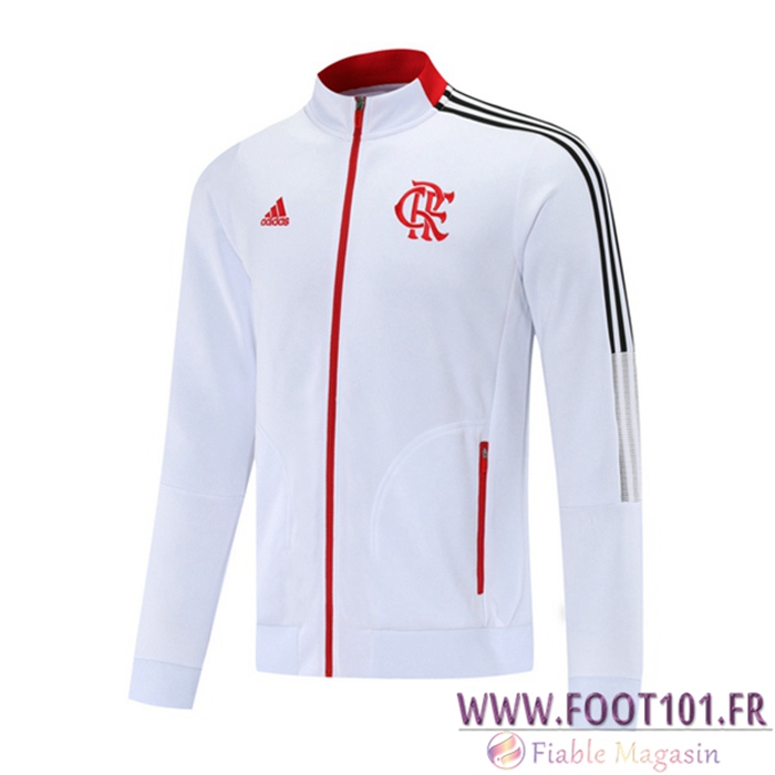 Nouveaux Veste Foot Flamengo Blanc/Rouge 2021/2022