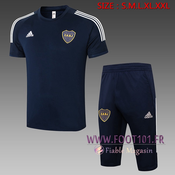 Ensemble Training T-Shirts Boca Juniors + Pantalon 3/4 Bleu Royal 2020/2021