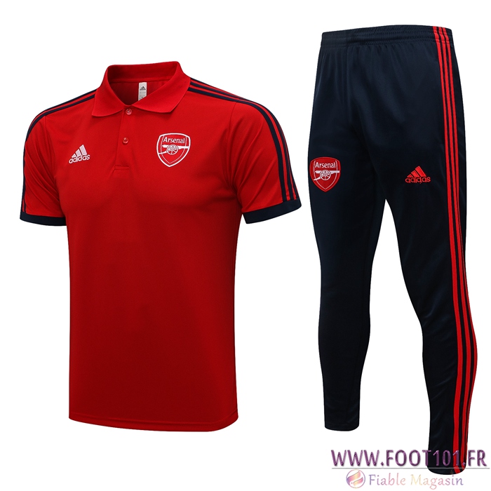 Ensemble Polo FC Arsenal + Pantalon Rouge/Noir 2021/2022