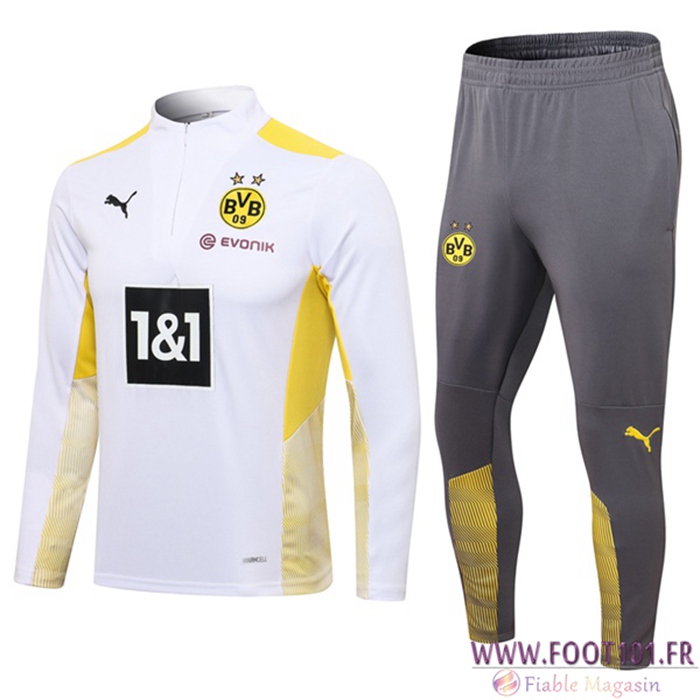 Ensemble Survetement de Foot Dortmund BVB Jaune/Blanc 2021/2022
