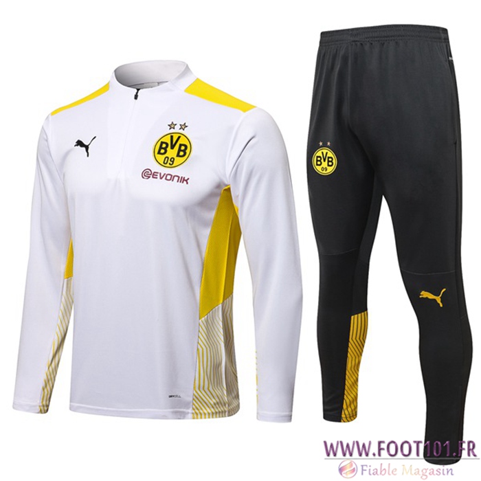 Ensemble Survetement de Foot Dortmund BVB Blanc/Jaune 2021/2022