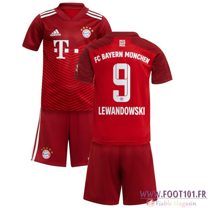 Maillot de Foot Bayern Munich (Lewandowski 9) Enfant Domicile 2021/2022