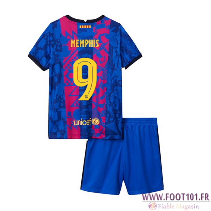 Maillot de Foot FC Barcelone (Memphis 9) Enfant Third 2021/2022