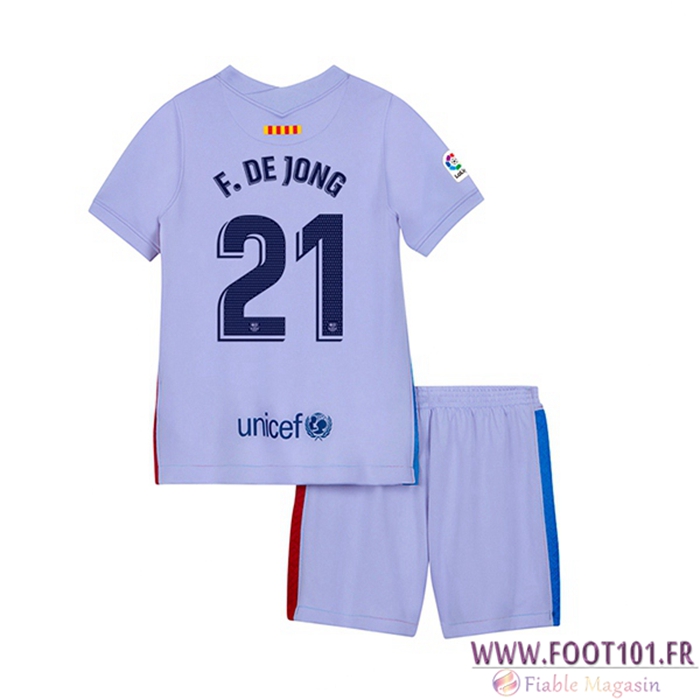 Maillot de Foot FC Barcelone (Frenkie de Jong 21) Enfant Exterieur 2021/2022