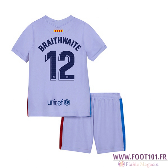 Maillot de Foot FC Barcelone (Martin Brathwaie 12) Enfant Exterieur 2021/2022