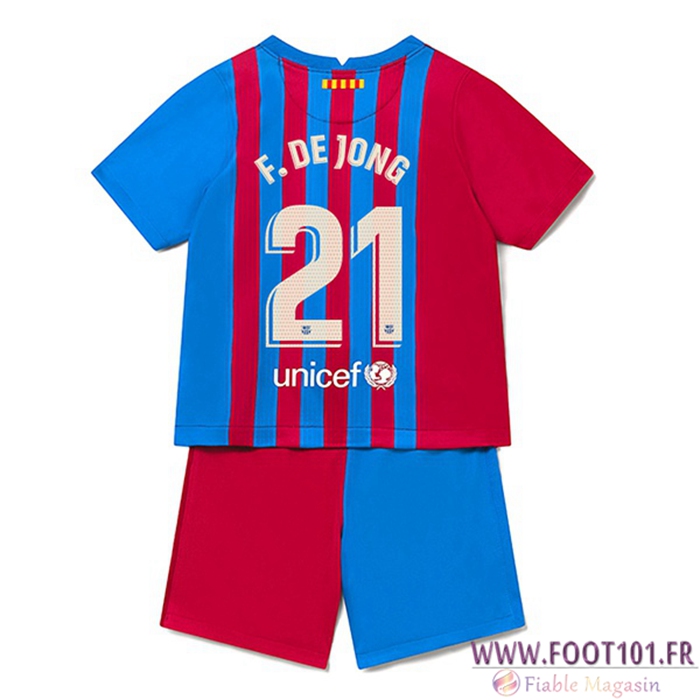 Maillot de Foot FC Barcelone (Frenkie de Jong 21) Enfant Domicile 2021/2022