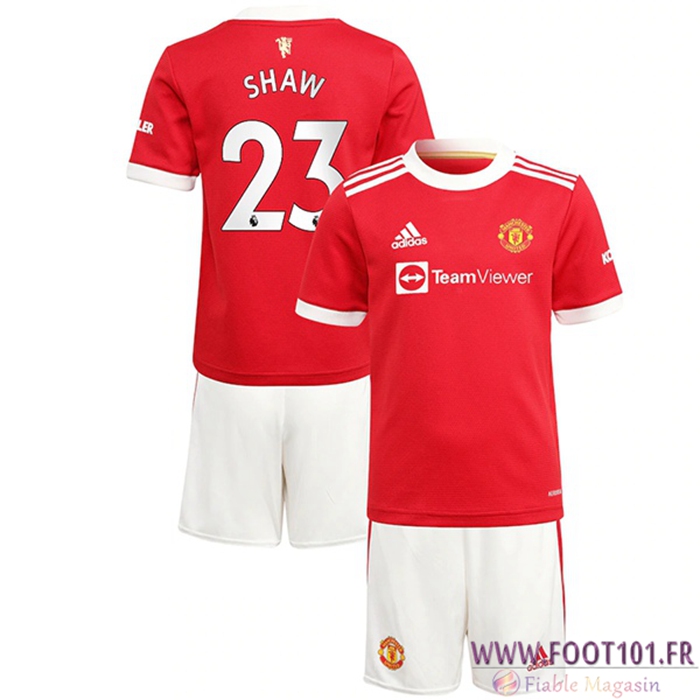 Maillot de Foot Manchester United (Shaw 23) Enfant Domicile 2021/2022