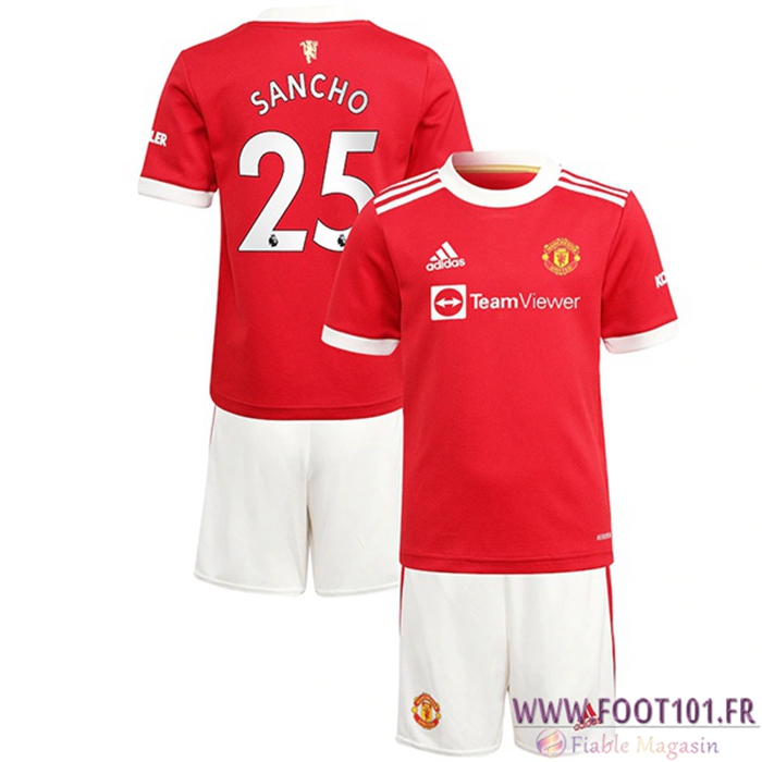 Maillot de Foot Manchester United (Sancho 25) Enfant Domicile 2021/2022