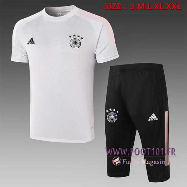Training T-Shirts Allemagne + Pantalon 3/4 Blanc 2020/2021