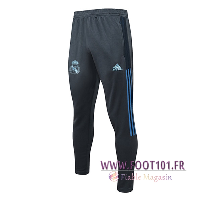 Training Pantalon Foot Real Madrid Gris Fonce/Bleu 2021/2022
