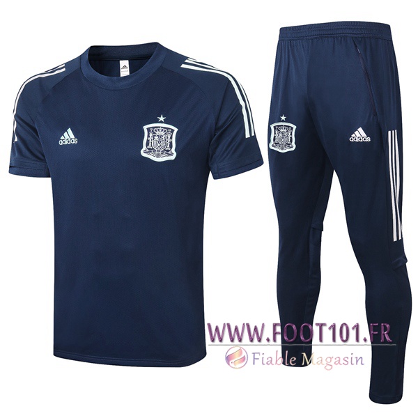 Ensemble Training T-Shirts Espagne + Pantalon Bleu Royal 2020/2021