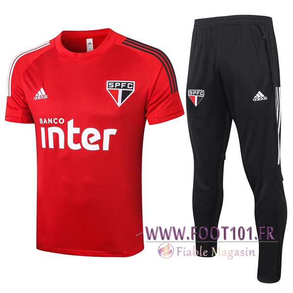 Ensemble Training T-Shirts Sao Paulo FC + Pantalon Rouge 2020/2021