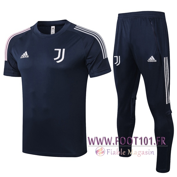 Ensemble Training T-Shirts Juventus + Pantalon Bleu Royal 2020/2021