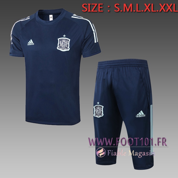 Training T-Shirts Espagne + Pantalon 3/4 Bleu 2020/2021