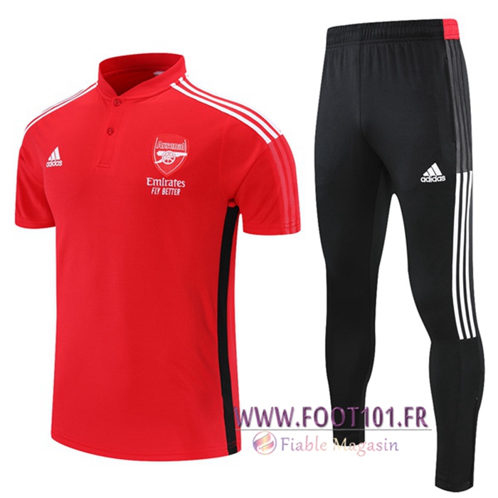 Ensemble Polo FC Arsenal + Pantalon Noir/Blanc/Rouge 2021/2022
