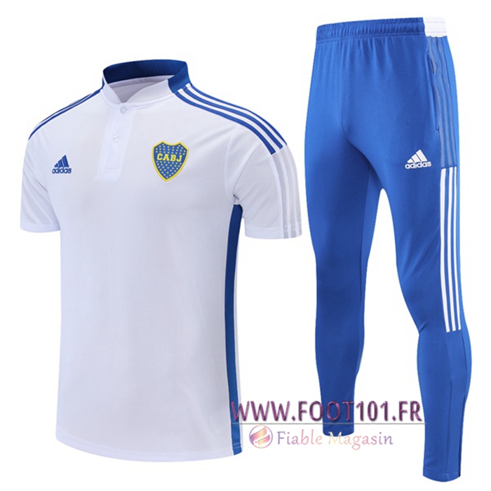 Ensemble Polo Boca Juniors + Pantalon Blanc/Bleu 2021/2022