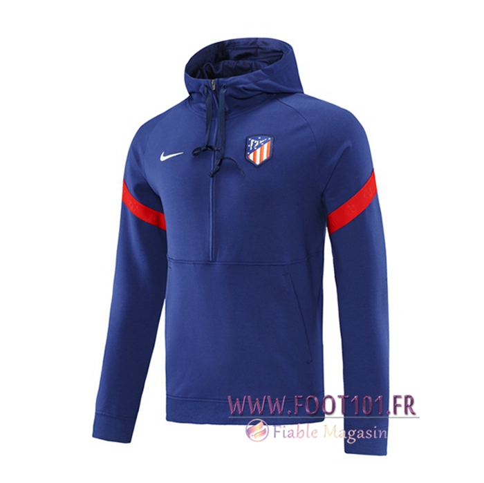 Sweatshirt Training Capuche Atletico Madrid Bleu/Rouge 2021/2022