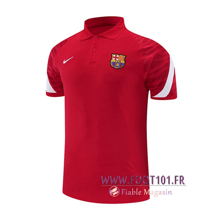 Polo Foot FC Barcelone Blanc/Rouge 2021/2022