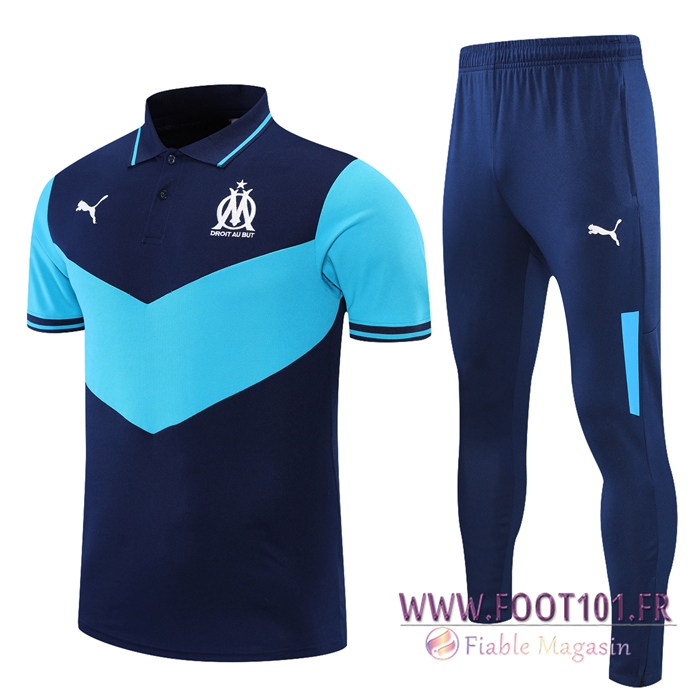 Ensemble Polo Marseille OM + Pantalon Bleu Marin/Bleu 2021/2022