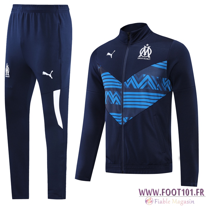 Ensemble Survetement de Foot - Veste Marseille OM Bleu Marin 2022/2023