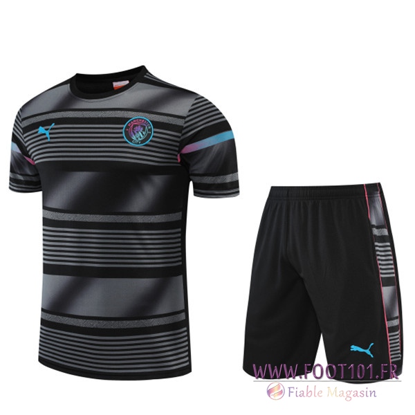 Ensemble Training T-Shirts +Shorts Manchester City Noir 2022/2023