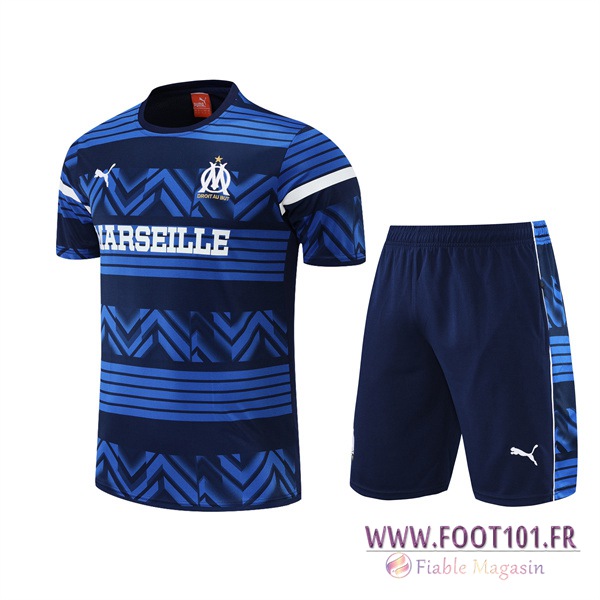 Ensemble Training T-Shirts +Shorts Marseille Bleu 2022/2023