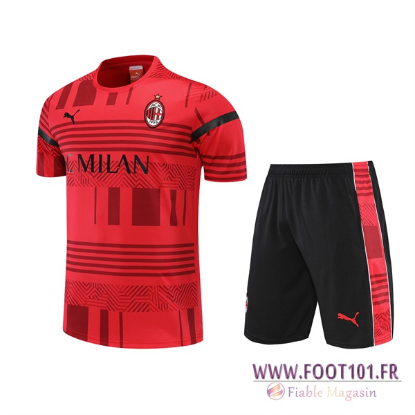 Ensemble Training T-Shirts +Shorts Milan AC Rouge 2022/2023
