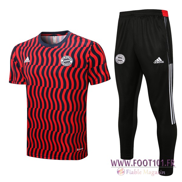 Ensemble Training T-Shirts + Pantalon Bayern Munich Rouge/Noir 2022/2023