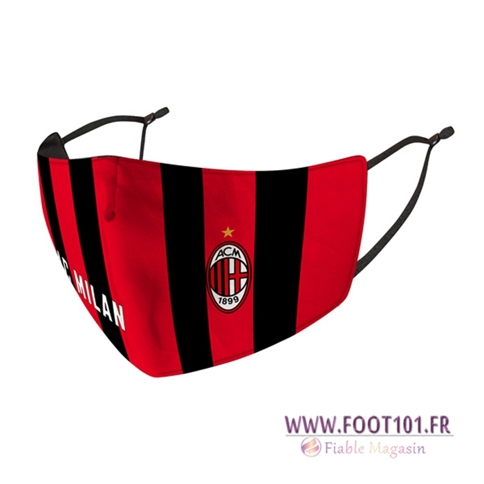 Nouveau Masques Foot Milan AC Rouge/Noir Reutilisable
