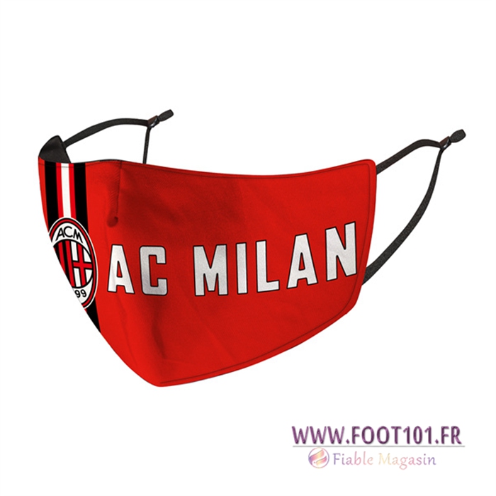 Nouveau Masques Foot Milan AC Rouge Reutilisable