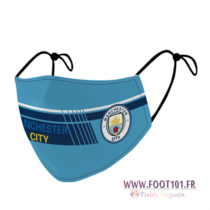 Nouveau Masques Foot Manchester City Bleu Reutilisable