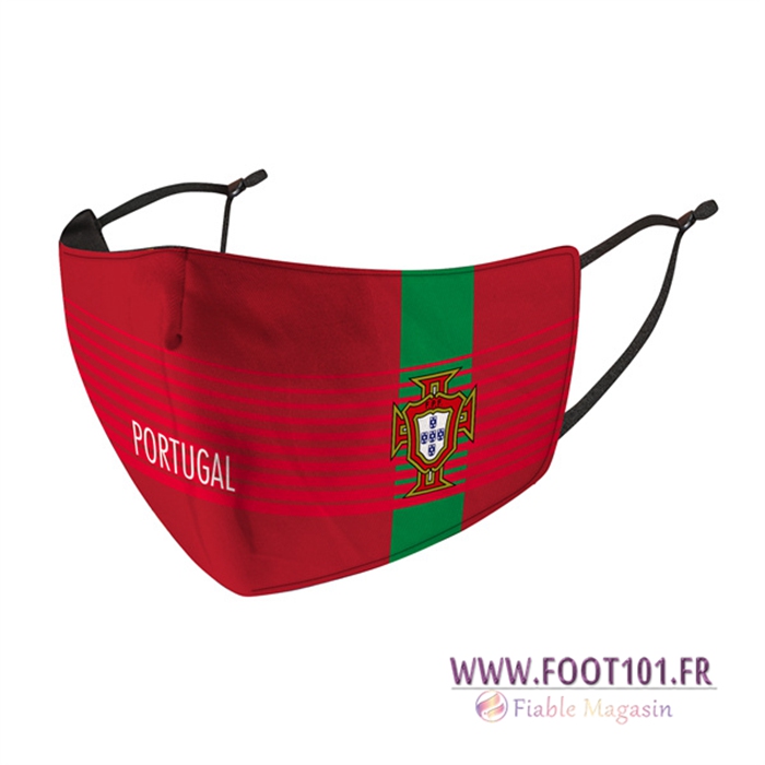 Nouveau Masques Foot Portugal Rouge Reutilisable
