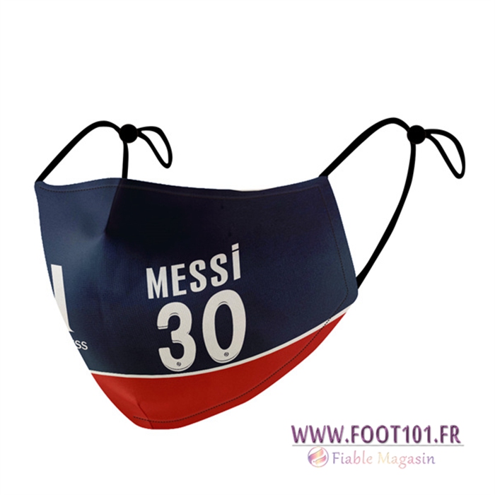 Nouveau Masques Foot PSG Messi 30 Bleu Marin Reutilisable