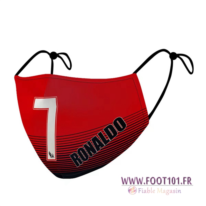Nouveau Masques Foot Ronaldo 7 Rouge/Noir Reutilisable