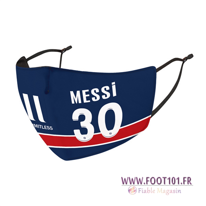 Nouveau Masques Foot PSG Messi 30 Bleu Reutilisable