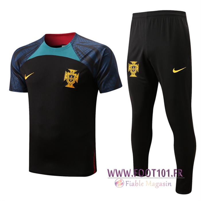 Ensemble Training T-Shirts Portugal + Pantalon Noir 2022/2023