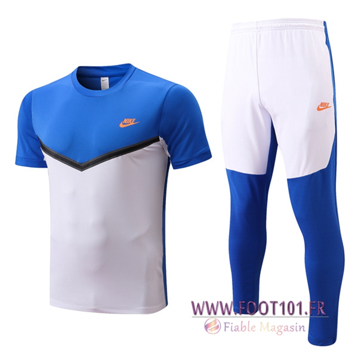 Ensemble Training T-Shirts Nike + Pantalon Nike Bleu/Blanc 2022/2023